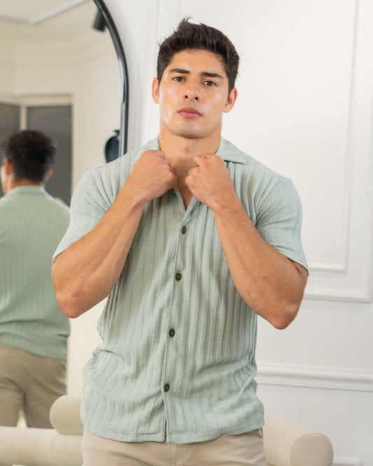 Camisa Tejida Milán Verde Salvia