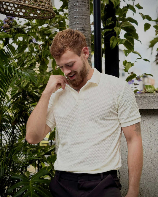 Polo Tejido Misak Blanco Hueso