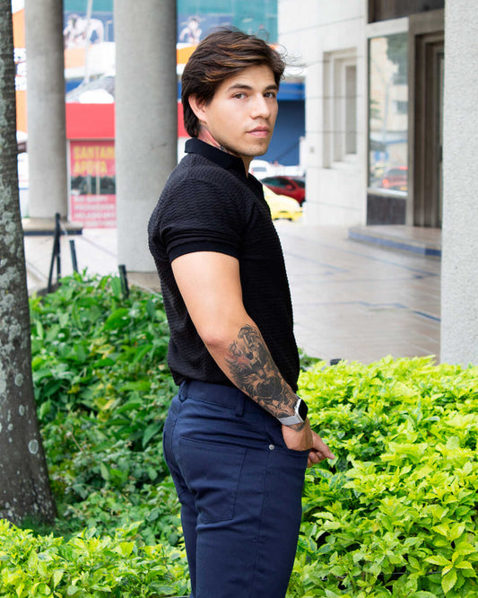 Polo Tejido Misak Negro Matte