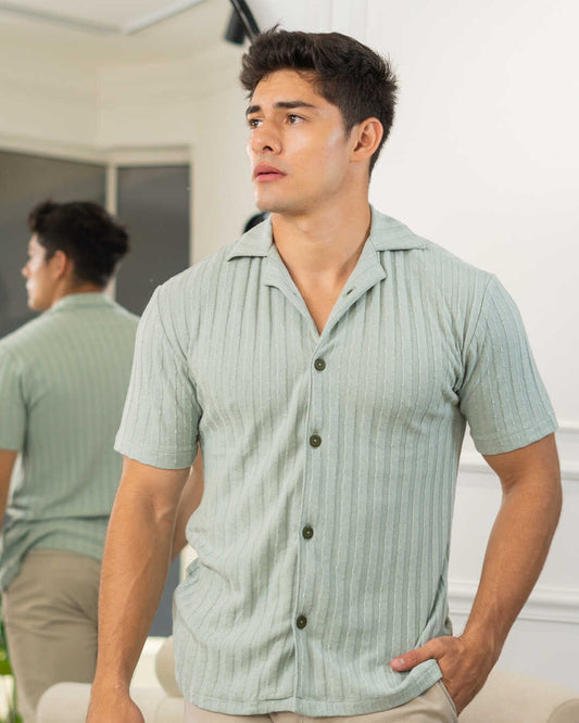 Camisa Tejida Milán Verde Salvia