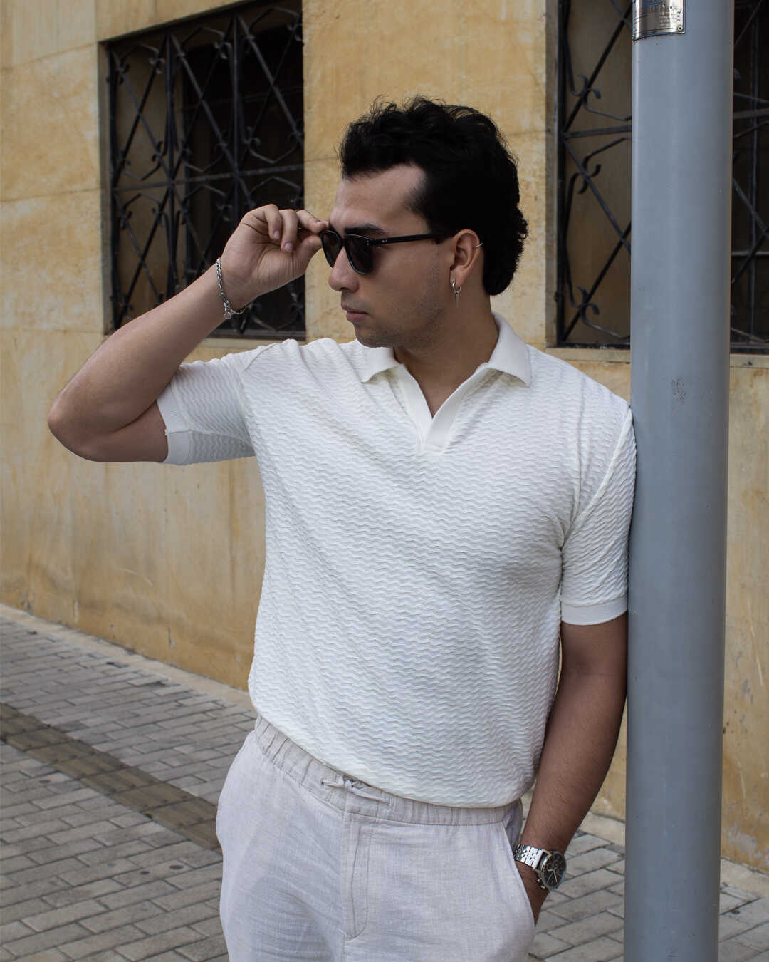 Polo Tejido Misak Blanco Hueso