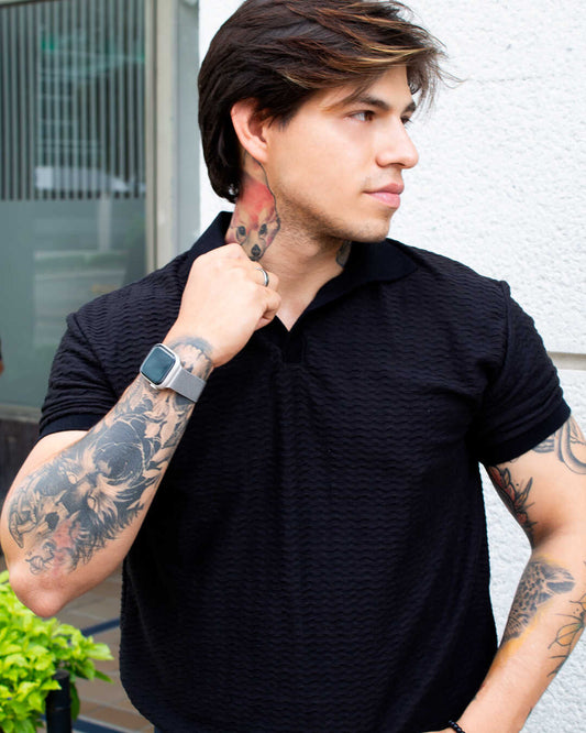 Polo Tejido Misak Negro Matte
