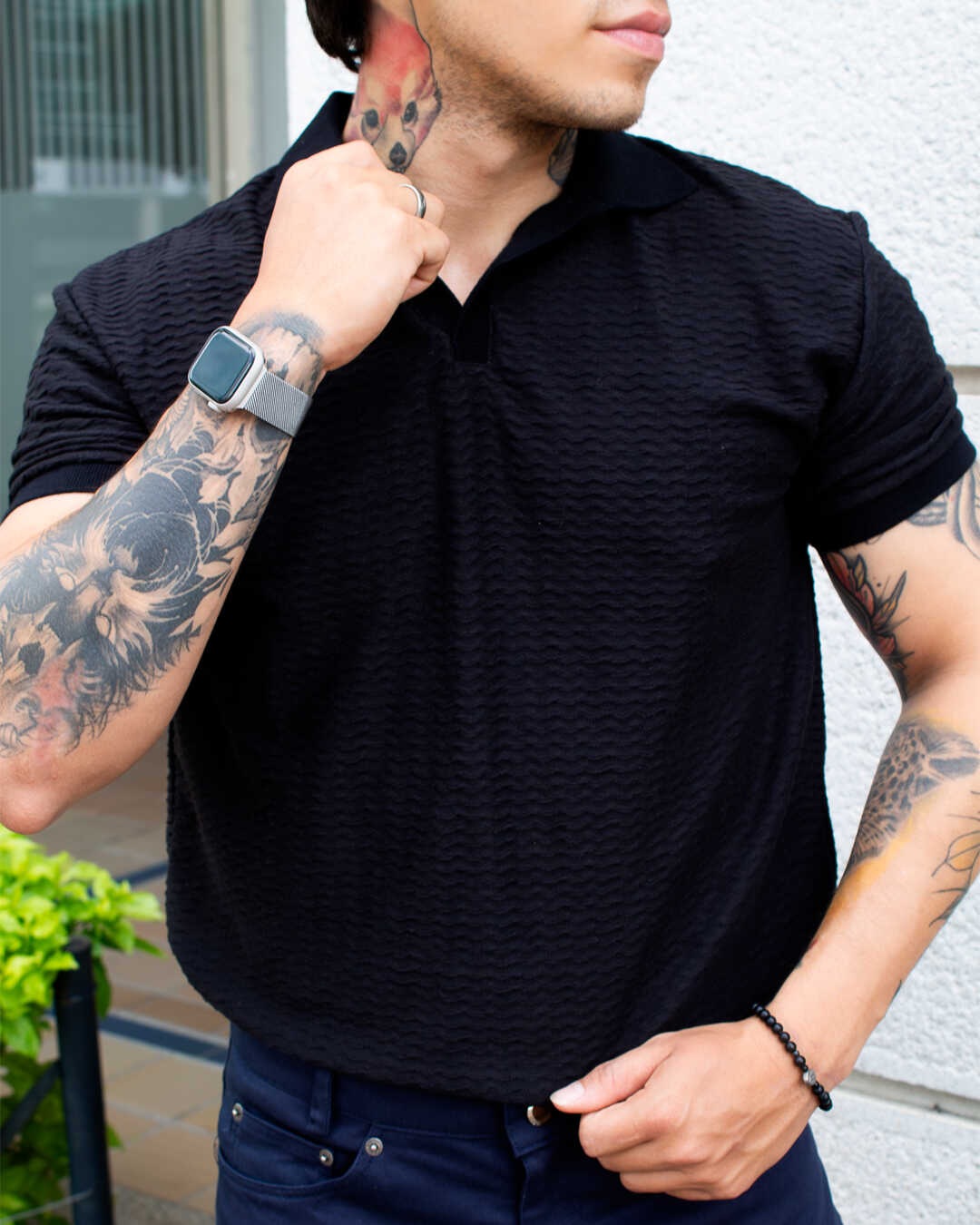 Polo Tejido Misak Negro Matte